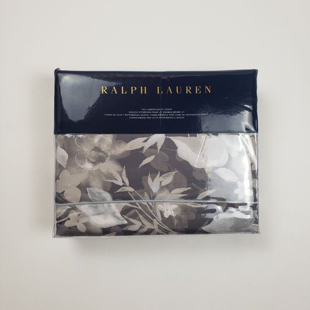 Ralph Lauren Home Avery Full/Queen Duvet Cover Grey Floral Chrysanthemum Heather - Picture 16 of 16